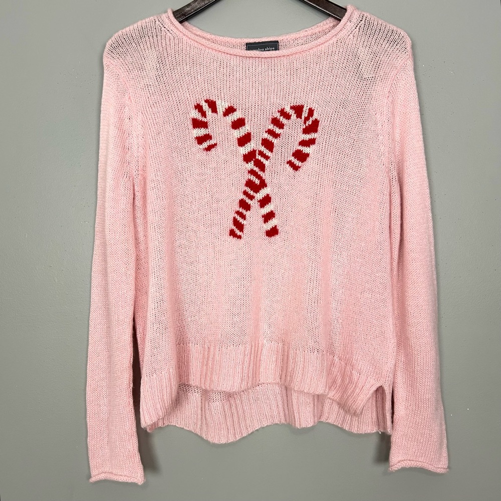 Wooden Ships Candy Cane Crew Lightweight Sweater
Women’s Size XS Oversized Pink - Picture 2 of 8